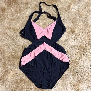 Michael Kors Black and Pink One Piece Swimsuit